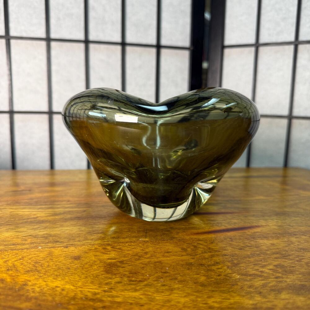 Vintage Murano Glass Ashtray Green Italian Mid Century Decor